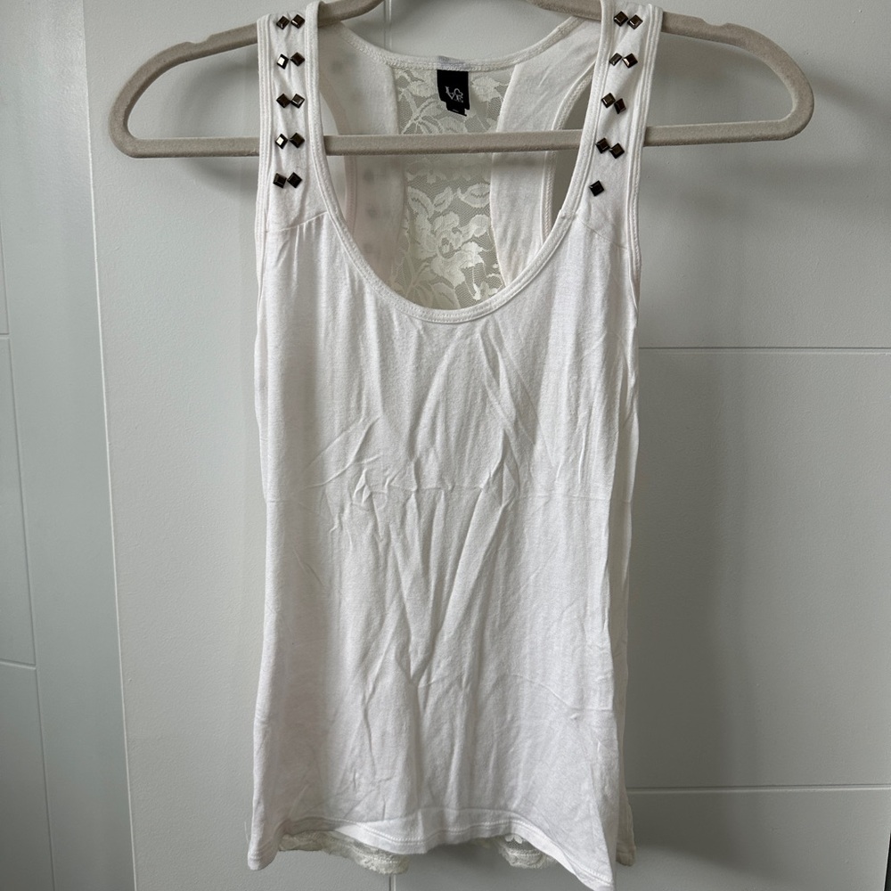 White Lace-Back Tank Top